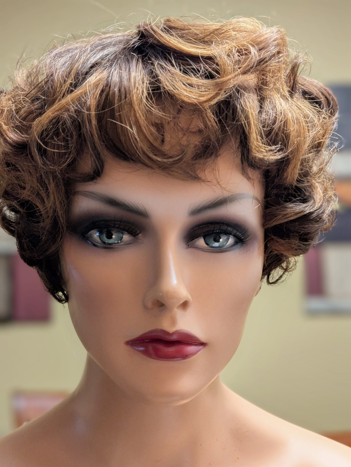 Remy Bang Bob Cut Custom Color Light Chestnut Brown Tipped Golden Blonde Wig