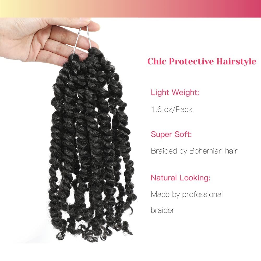 Pre-twisted Passion Twist Crochet Hair 10 Inch Short Pre-looped Crochet Passi…