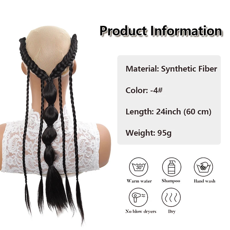 Women Elf Style Braided Half Head Hair Extensions Synthetic Fiber with BB Clips