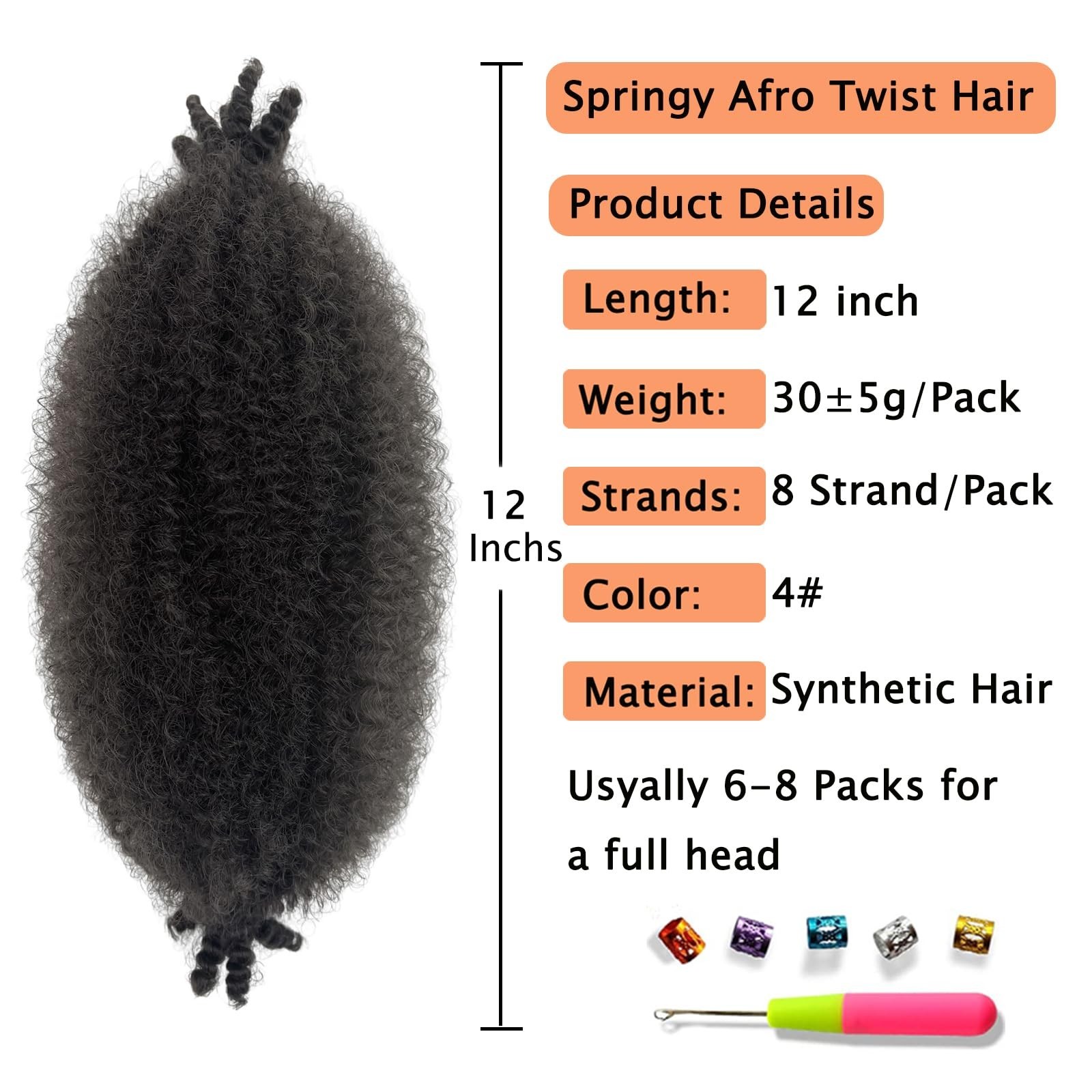 12″ Pre-Separated Afro Twist Braiding Hair – Kinky Crochet Braids for Soft Locs