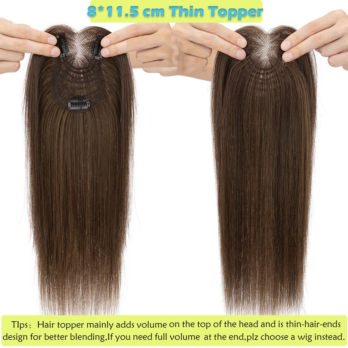 Top Lace Women Topper Clip In Remy Human Hair Toupee Hairpiece Bangs Lightweight