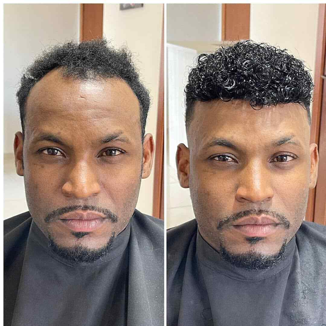 Afro African American Toupee for Men | Full Lace Base Afro Curl Hair Systems