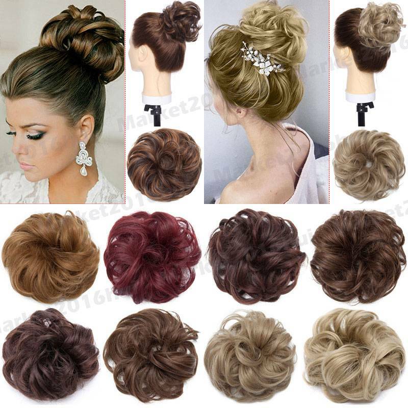Natural Small Hair Scrunchie Wrap Hairpiece Curly Messy Bun Updo Hair Extensions