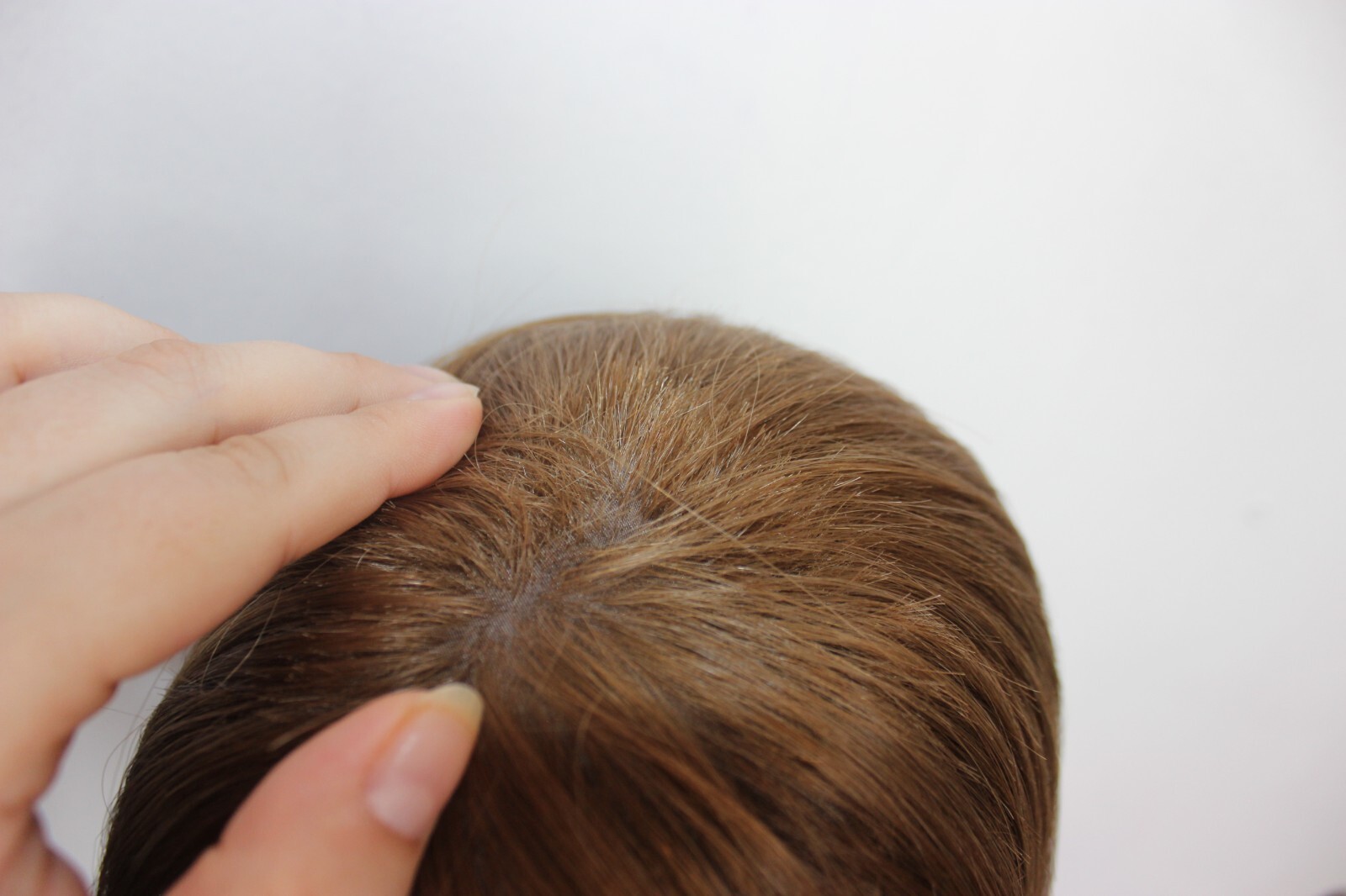 blonde human hair wig fall, sheitel type skin top used wig topper style.