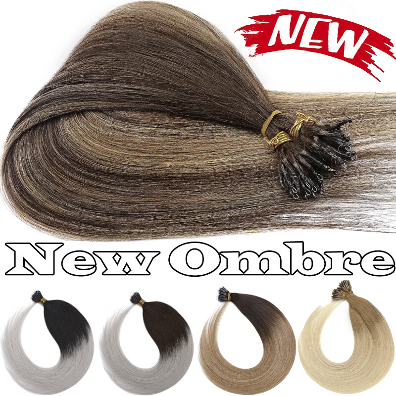 RUSSIAN Nano Ring Beans Loop Beads 1g Human Hair Extensions Full Head US 14″-24″