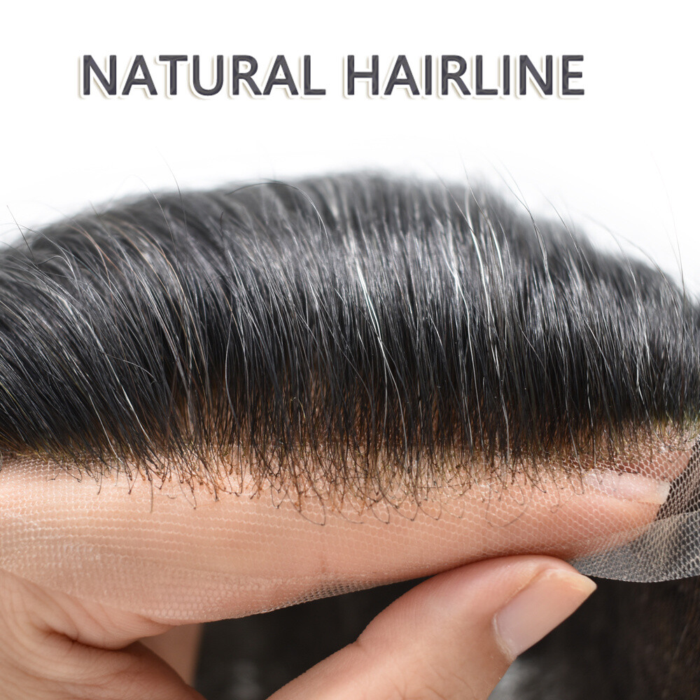 Mens Toupee Hair System Full French Lace Hairpiece Wig for Men Hair Replacements