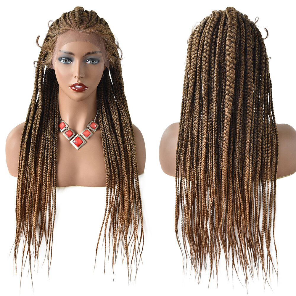 Lace Front Box Braids Cornrow Women Wigs Baby Hair Kanekalon Synthetic 31″ Long