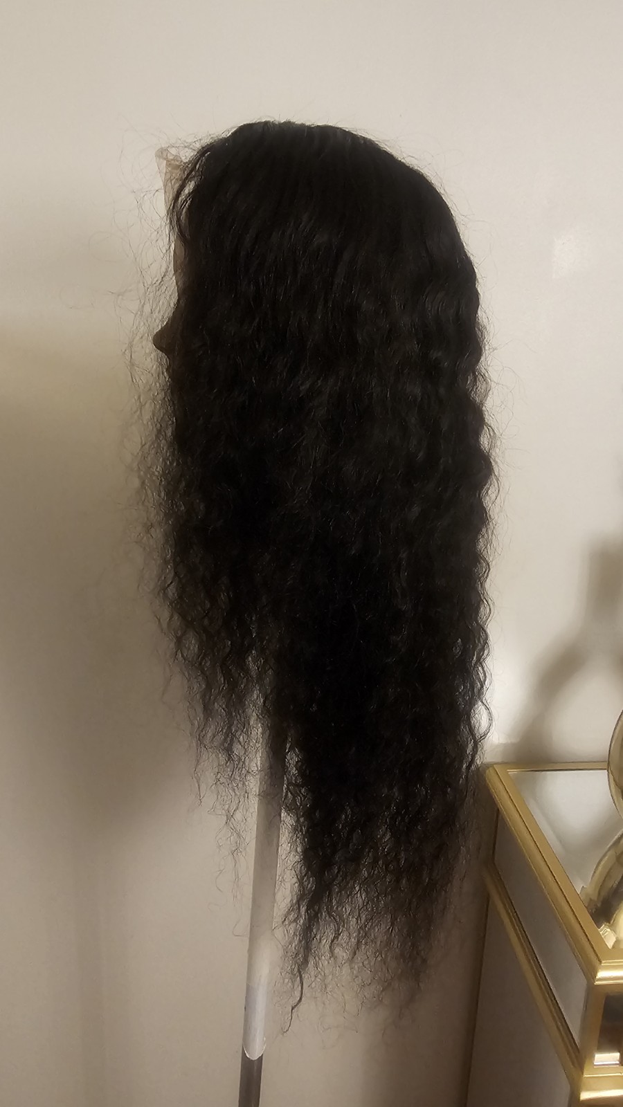High-Quality Regular Top 24″ natural black 150% Virgin Human Hair Lace Wig