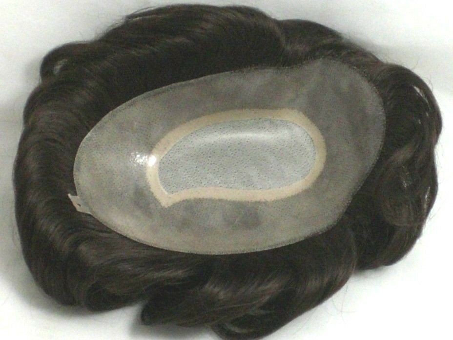 Medium Brown 100% Human Hair Toupee Mens Straight Monofilamemt base Polyurethane