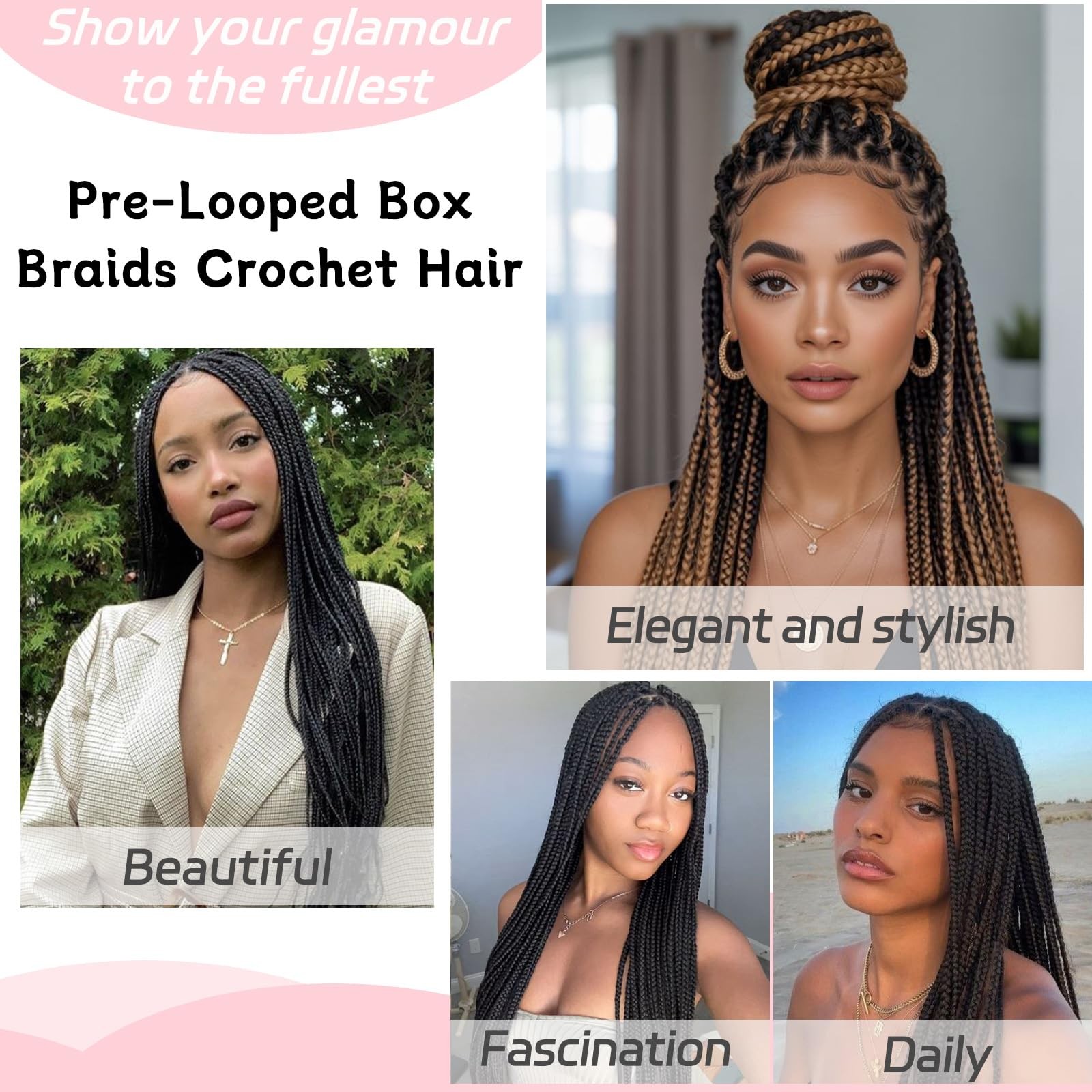 Xtrend 14 Inch Braids Crochet Hair 144 Strands Pre-Looped Knotless Medium