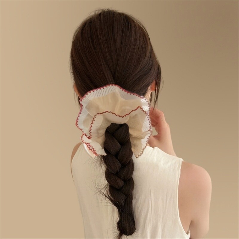 Elegant Hair Tie Double Layer Lace Scrunchy French Aesthetic Elastic Scrunchies