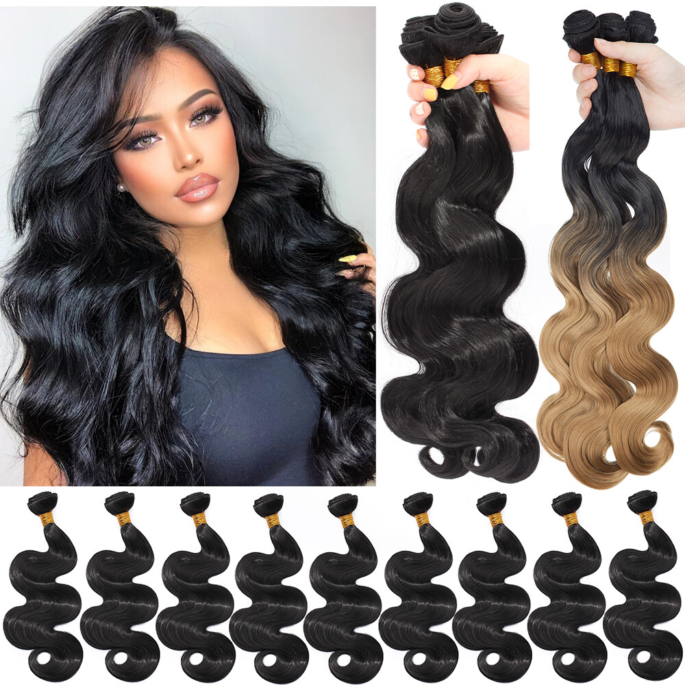 16″ 18″ 20″ 24″ as Human Hair Bundles Body Wave Black For Women Synthetic Hair