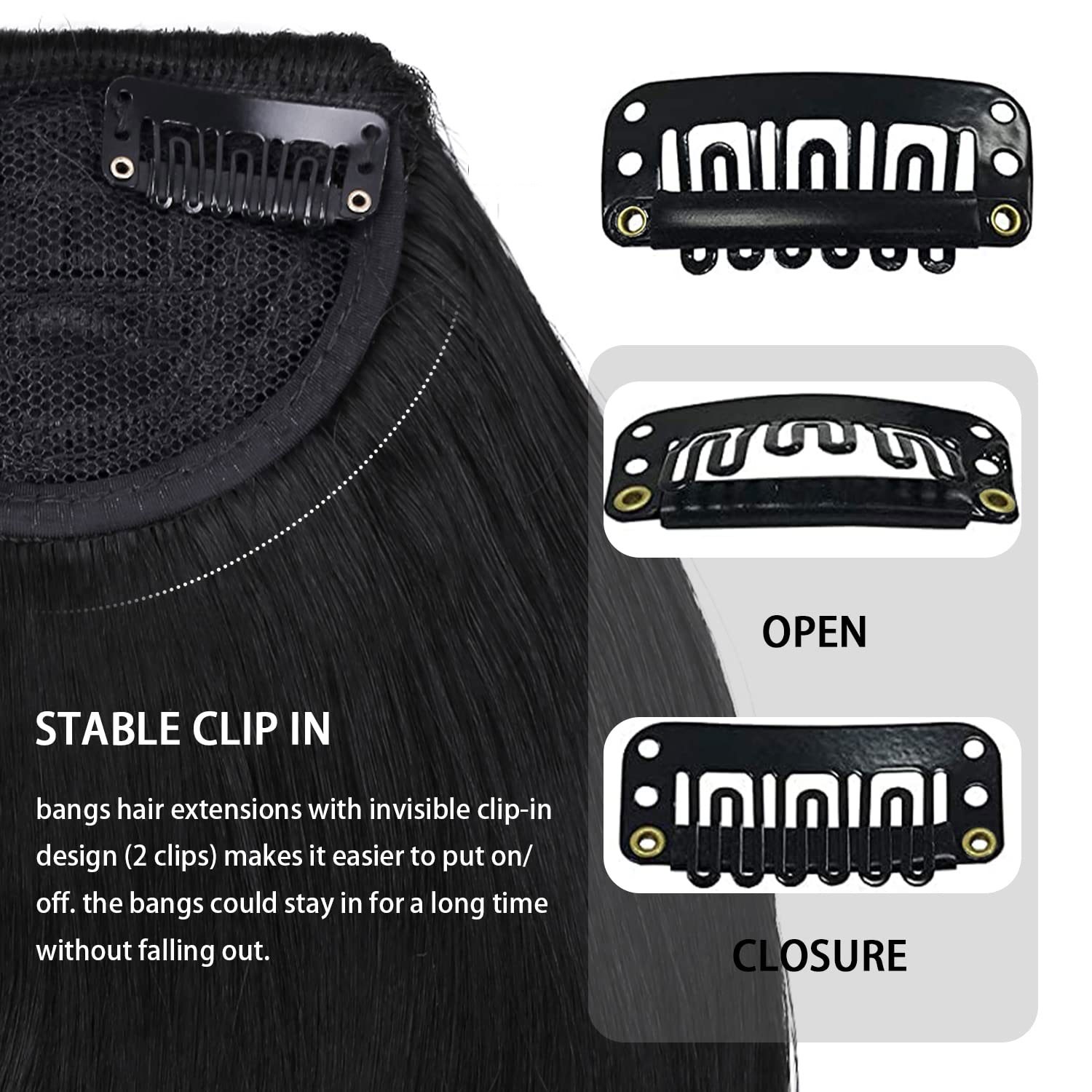 Xmas Thick Neat Bangs AS Human Hair Extensions Clip in Fringe Front Hairpiece US