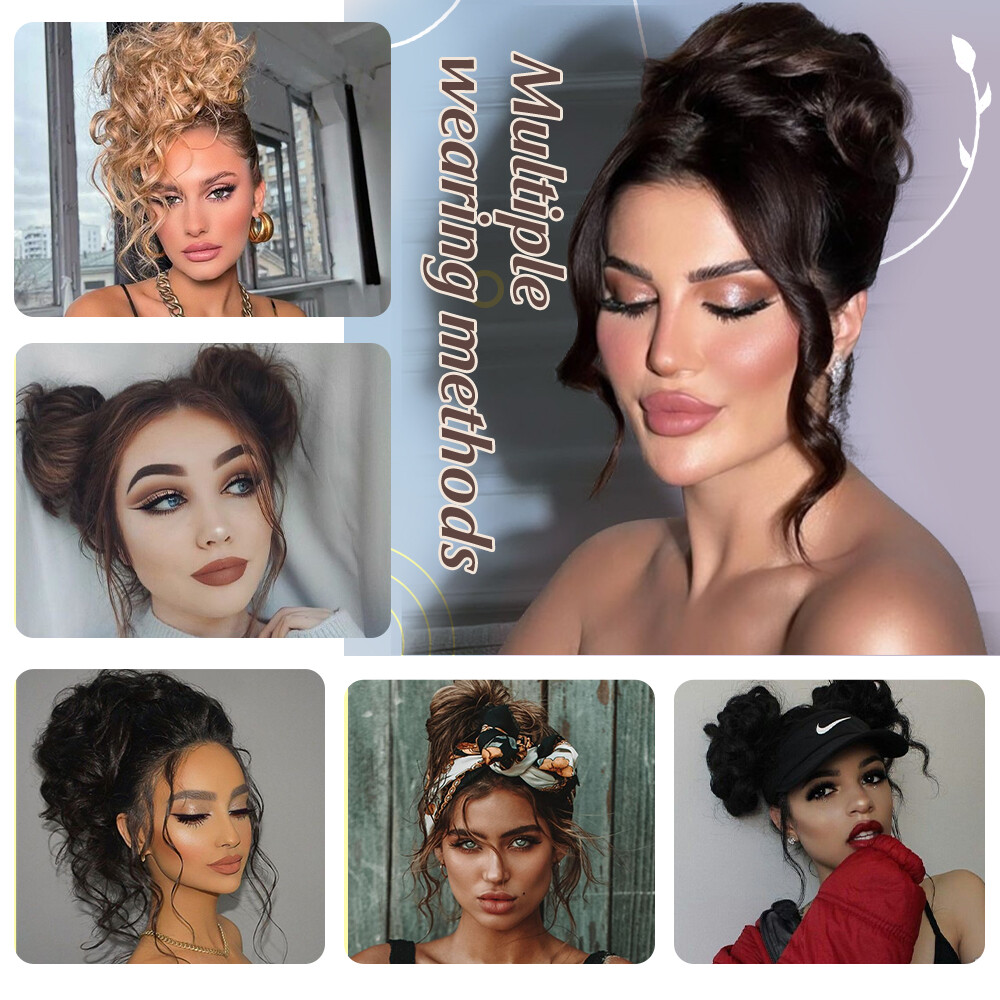 LARGE Real Thick Messy Bun Hair Piece Scrunchie Updo Wrap Extensions as Human US