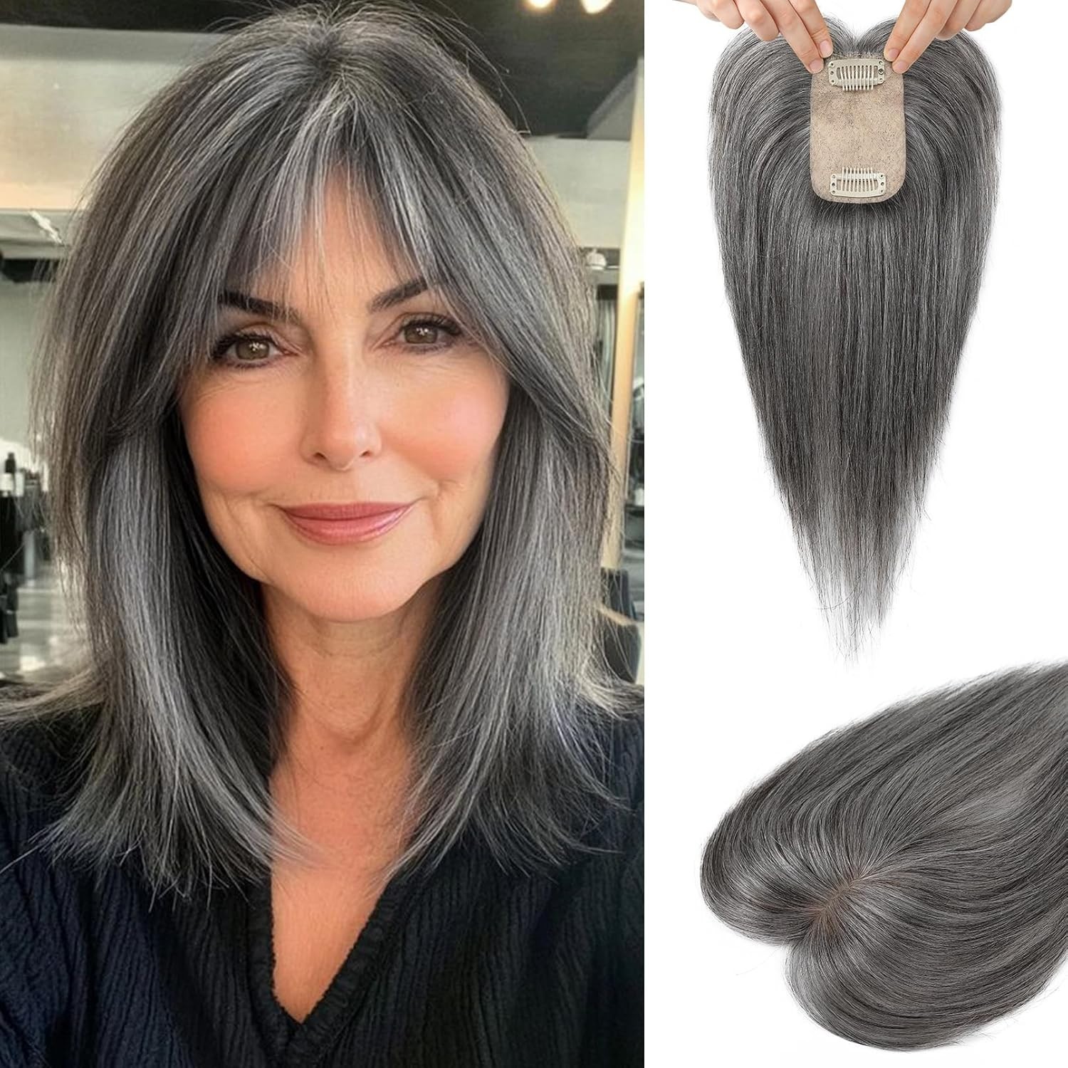 Real Human Hair Toppers for Women – 10 Inch Clip in Bangs*-