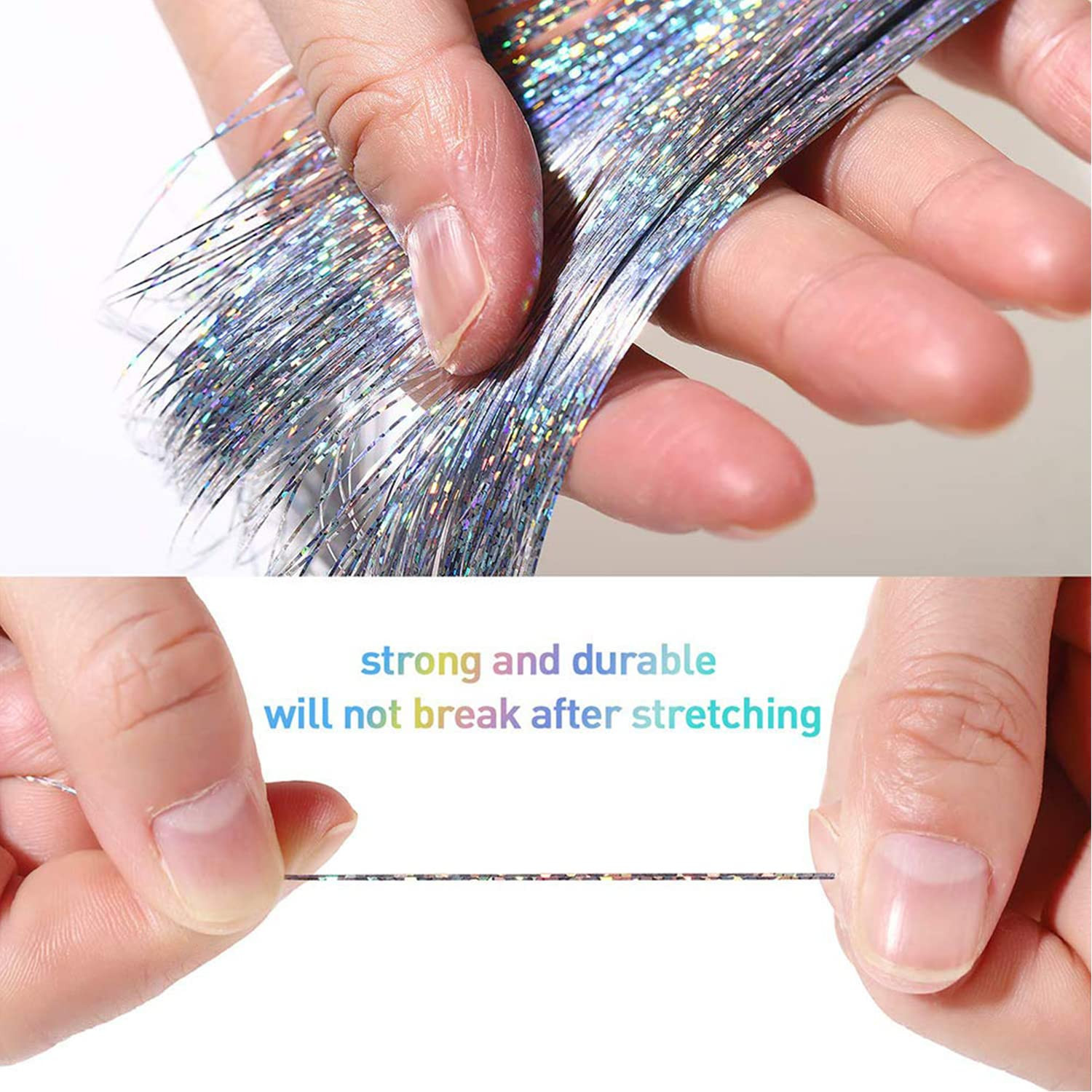 16 Colors Hair Tinsel Kit – 3200 Strands Glitter Extensions for All Ages