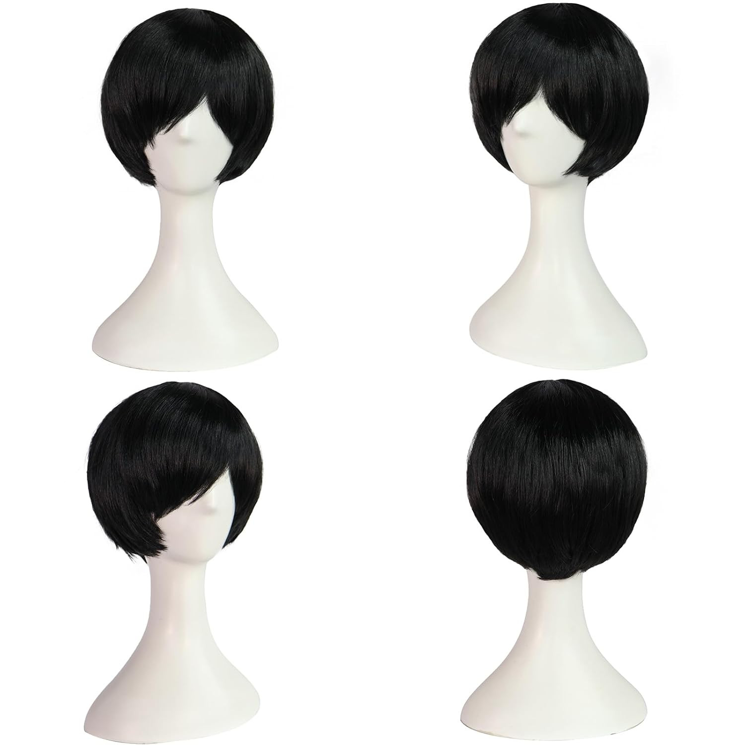 8 Pcs Emo Wig Men Short Black Wig Emo Costume Set for Men Scene Wigs Goth Wigs 2
