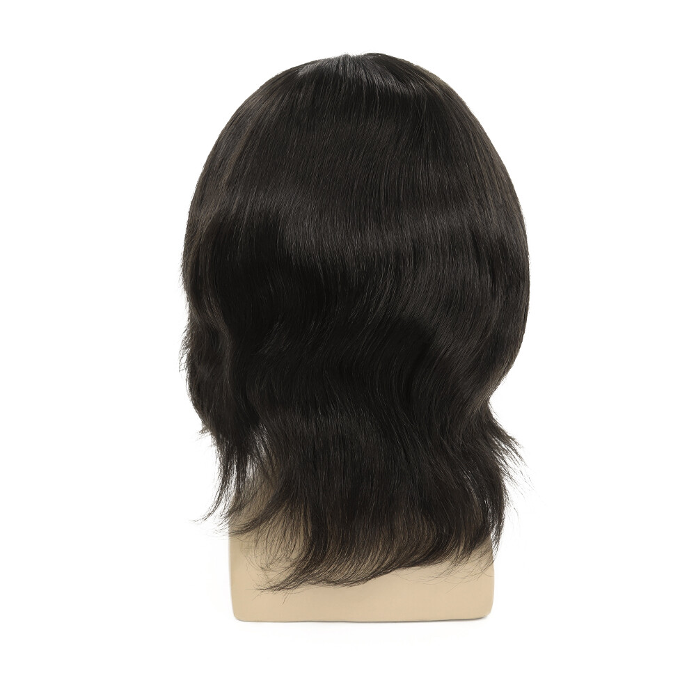 Mens Human Hair Full Head Wigs Thin Skin Wig Hair Replacement Medium Size 6”