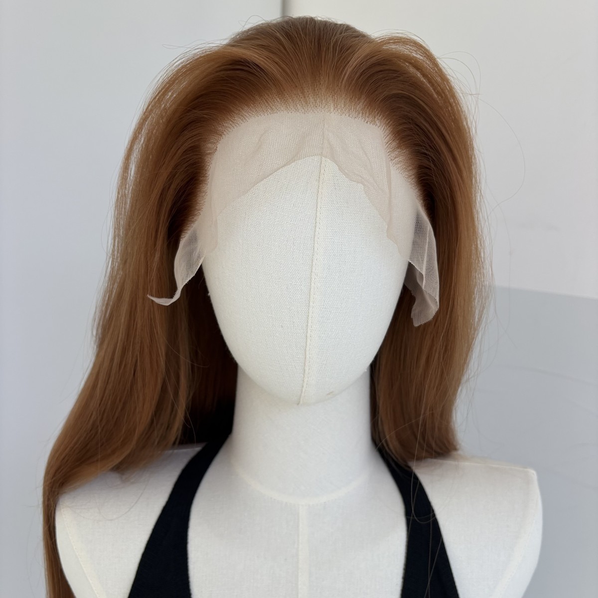 Ginger Brown Lace Frontal Wig Synthetic Hair Layered Long Straight