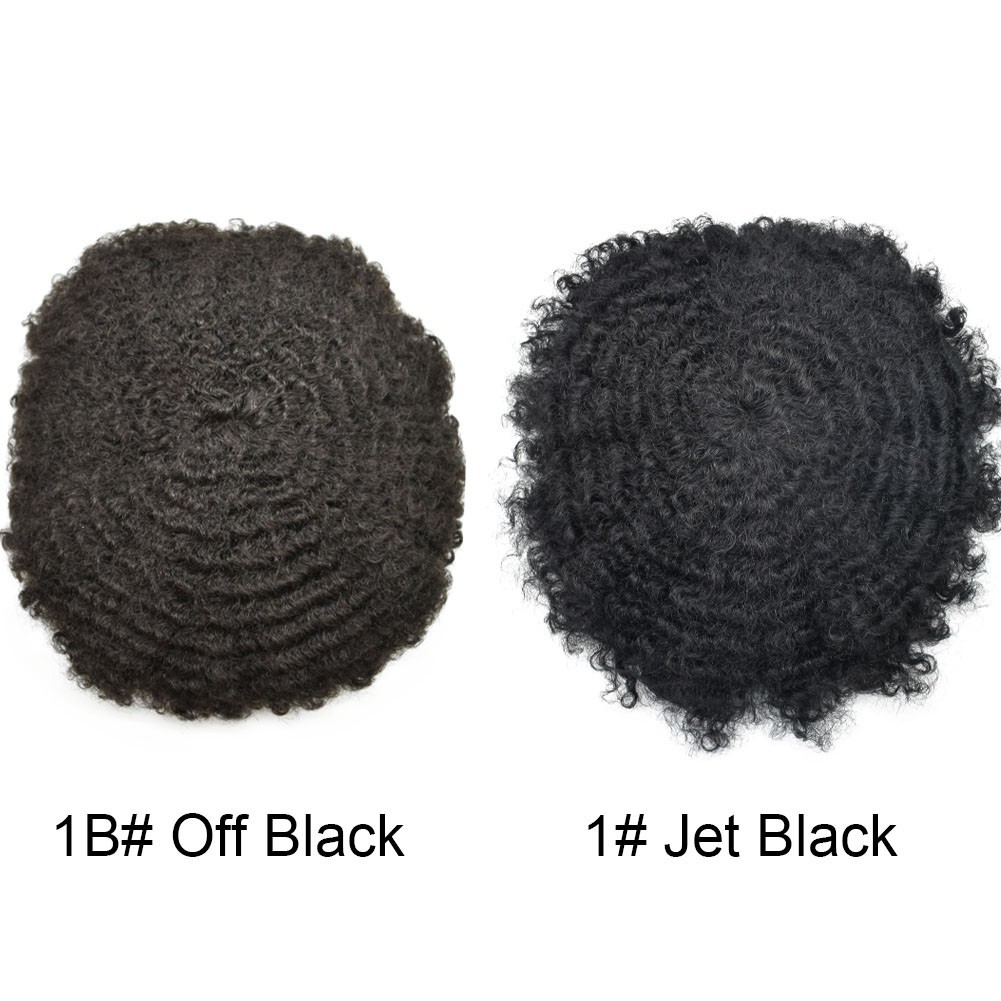 US SALE Afro Curly Black Men Toupee Full Lace Human Hairpiece Kinky Curly