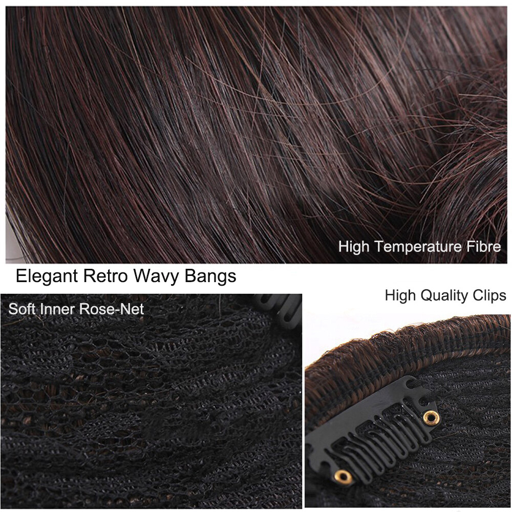 Retro Curly Wavy Bangs Front Fringe Synthetic Clip on Top Hair Pieces Costumes