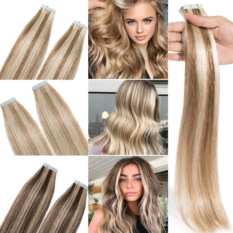80PCS 200G Thick Tape In Real Remy 100% Human Hair Extension Full Head Skin Weft