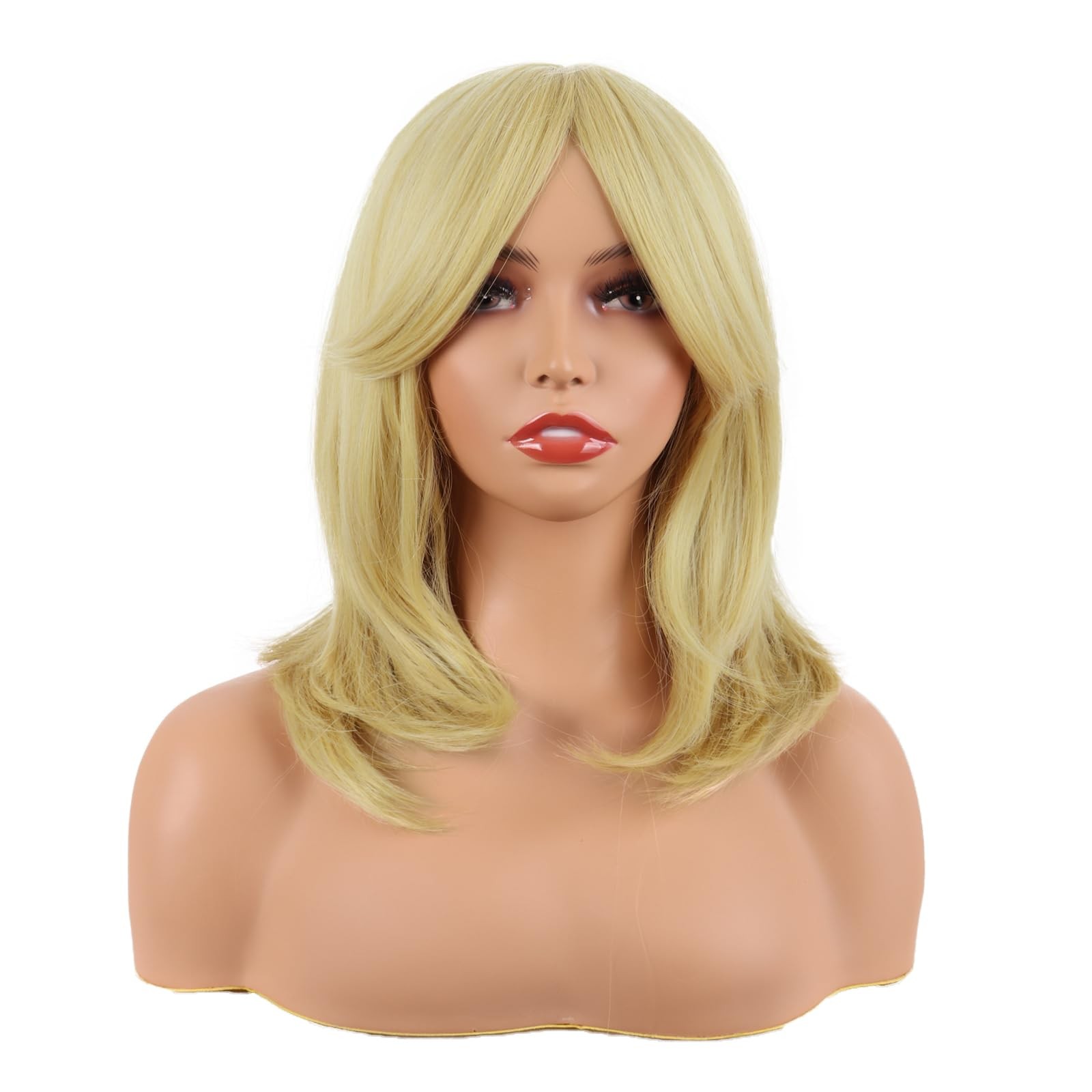 18 Inch/45 cm Layered Bangs Straight Synthetic Fiber Shoulder Length Hair Dai…