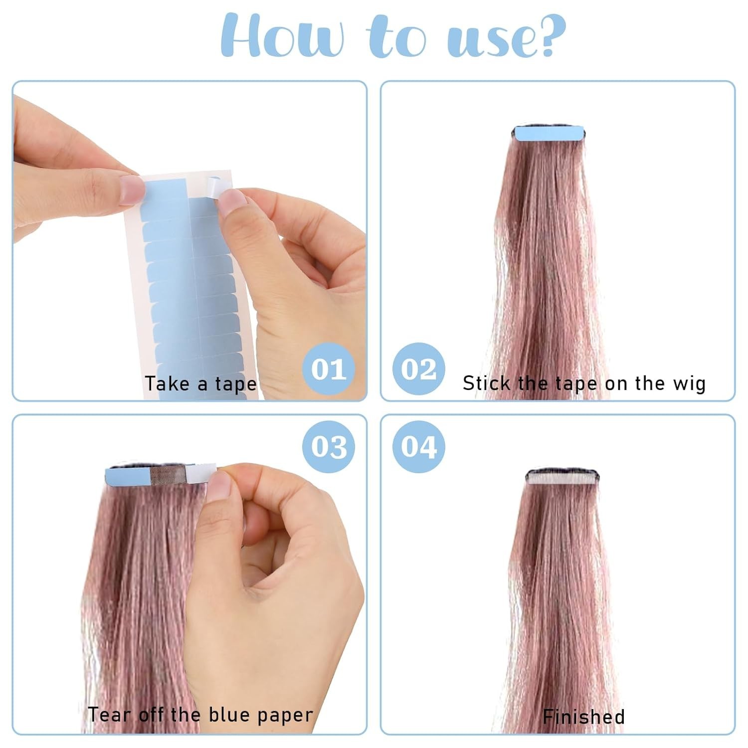 120pcs Double-Sided Waterproof Hair Extension Tape – Strong & Hypoallergenic