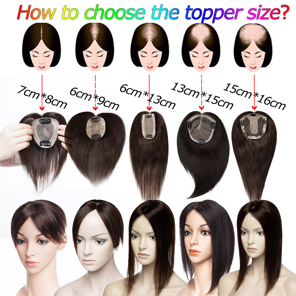 Mono Base 100% Remy Human Hair Topper With Bangs Clip In Top Hairpiece For Women