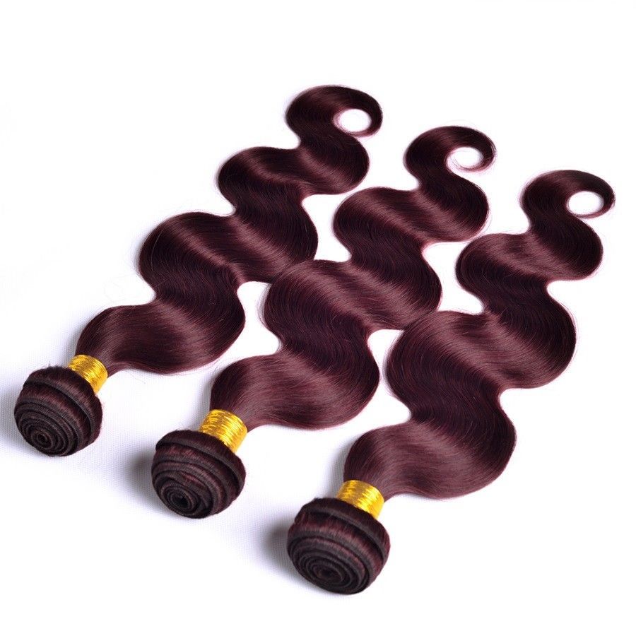 Burgundy 99J One Bundle Straight/Body Wave/Jerry Curl Ali Bundle 100 Human Hair