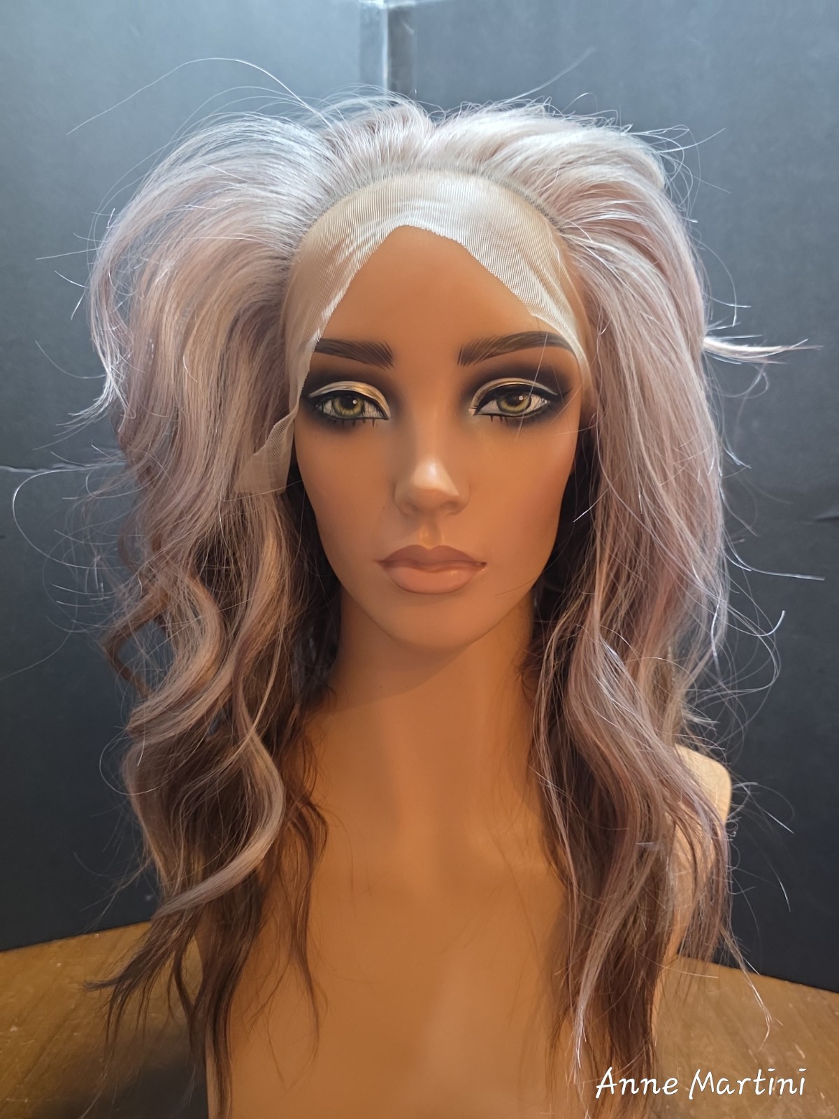 Carkira MICHELLE Lace Front Wavy Layered Wig Natural Gray/Medium Brown