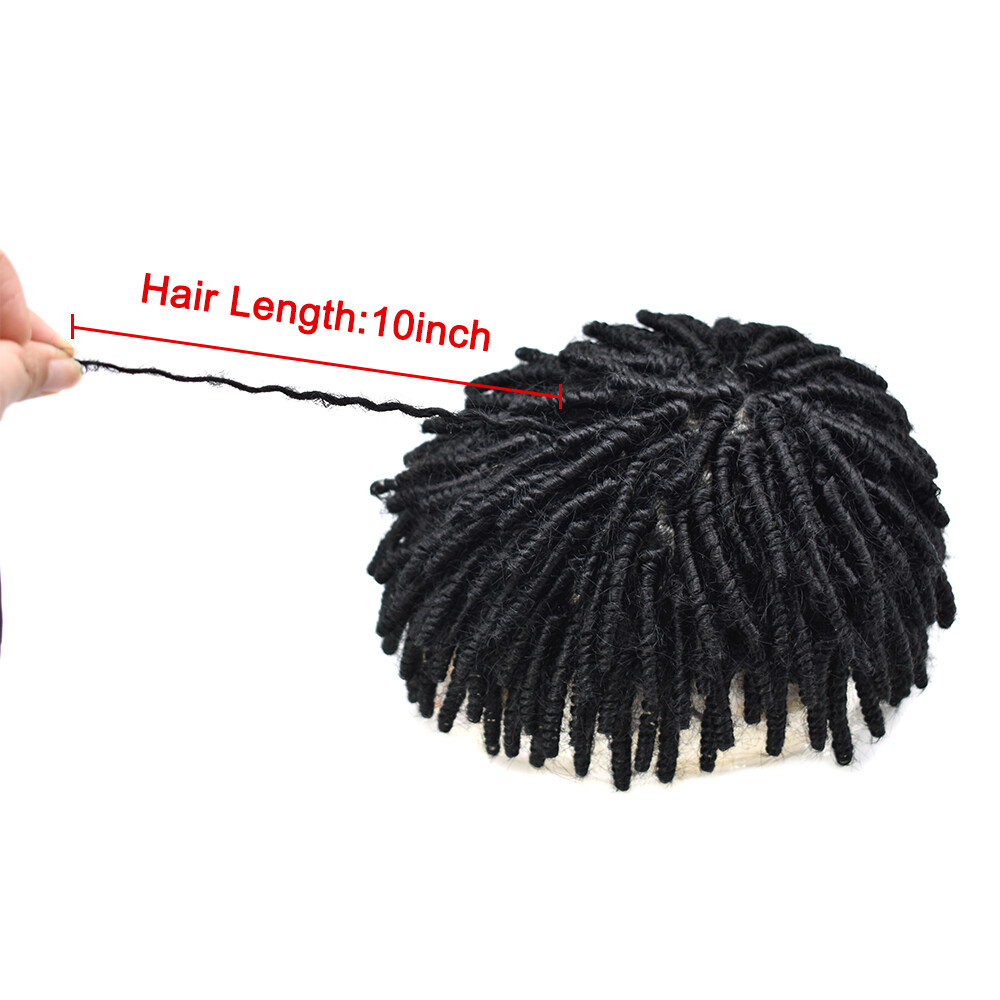 Afro Kinky Twist Crochet Braids Hair for Men Human Hair Piece System Mens Wigs