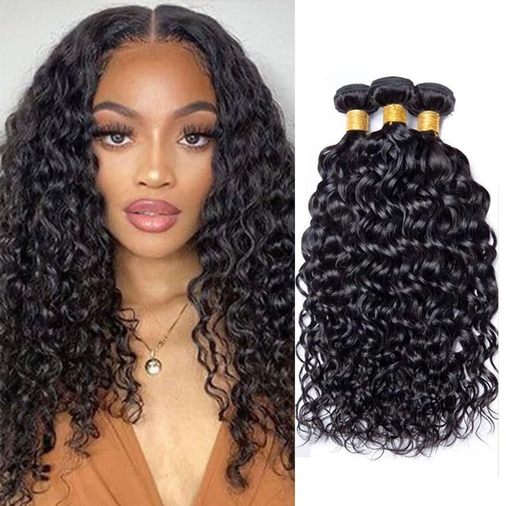 Unilo 14 14 14 Inch Water Wave Bundles Human Hair 100 Unprocessed Curly