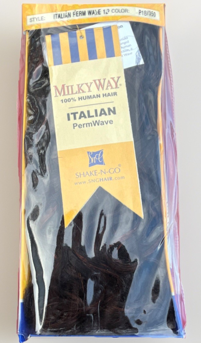 milky way italian perm wave 100% human hair weave, 12 in, color p1b/350