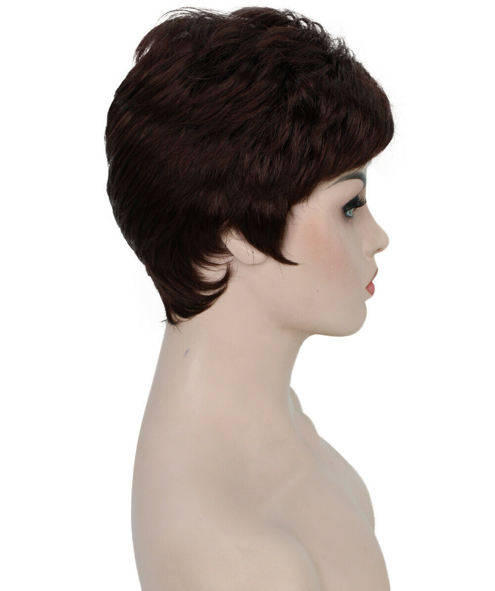 Lucille – Srraight Kanekalon Synthetic Fiber Full Wig, 1.75-3.25 in, Dark Auburn