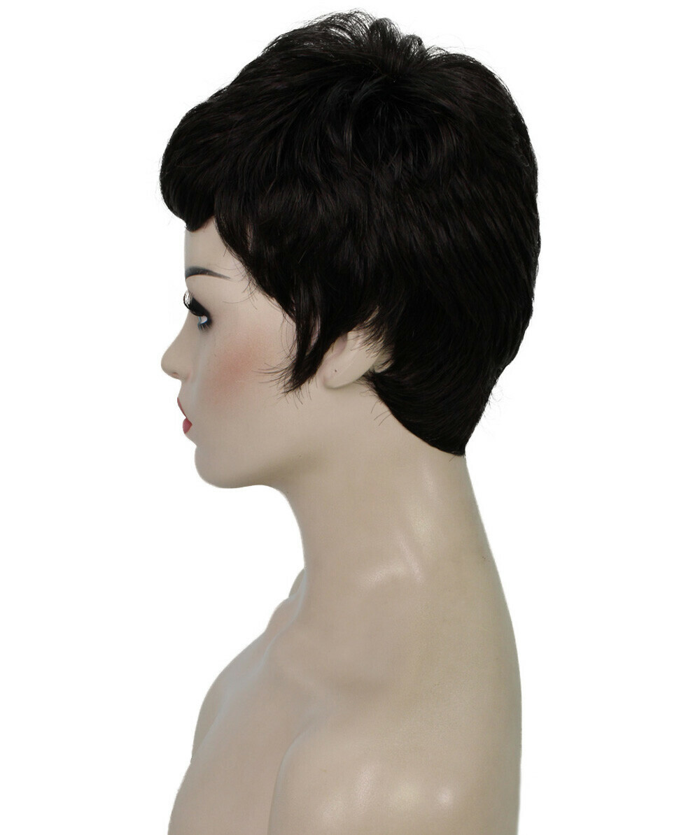 Lucille – Srraight Kanekalon Synthetic Fiber Full Wig, 1.75-3.25 in, Dark Brown