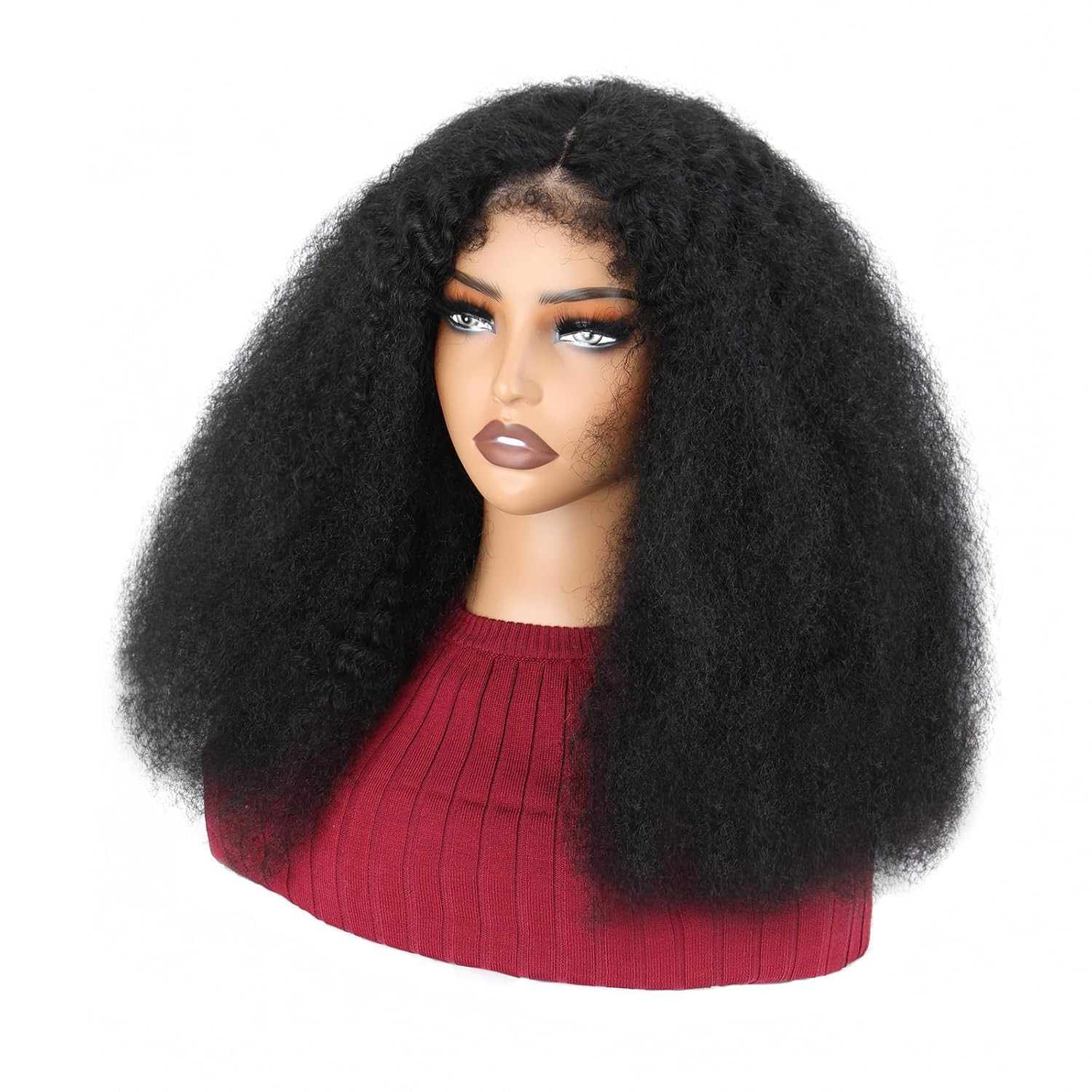 Black Kinkycurly 4C Edge Wig Human Hair 4X4 HD Lace Afro Kinky Closure Wig for B