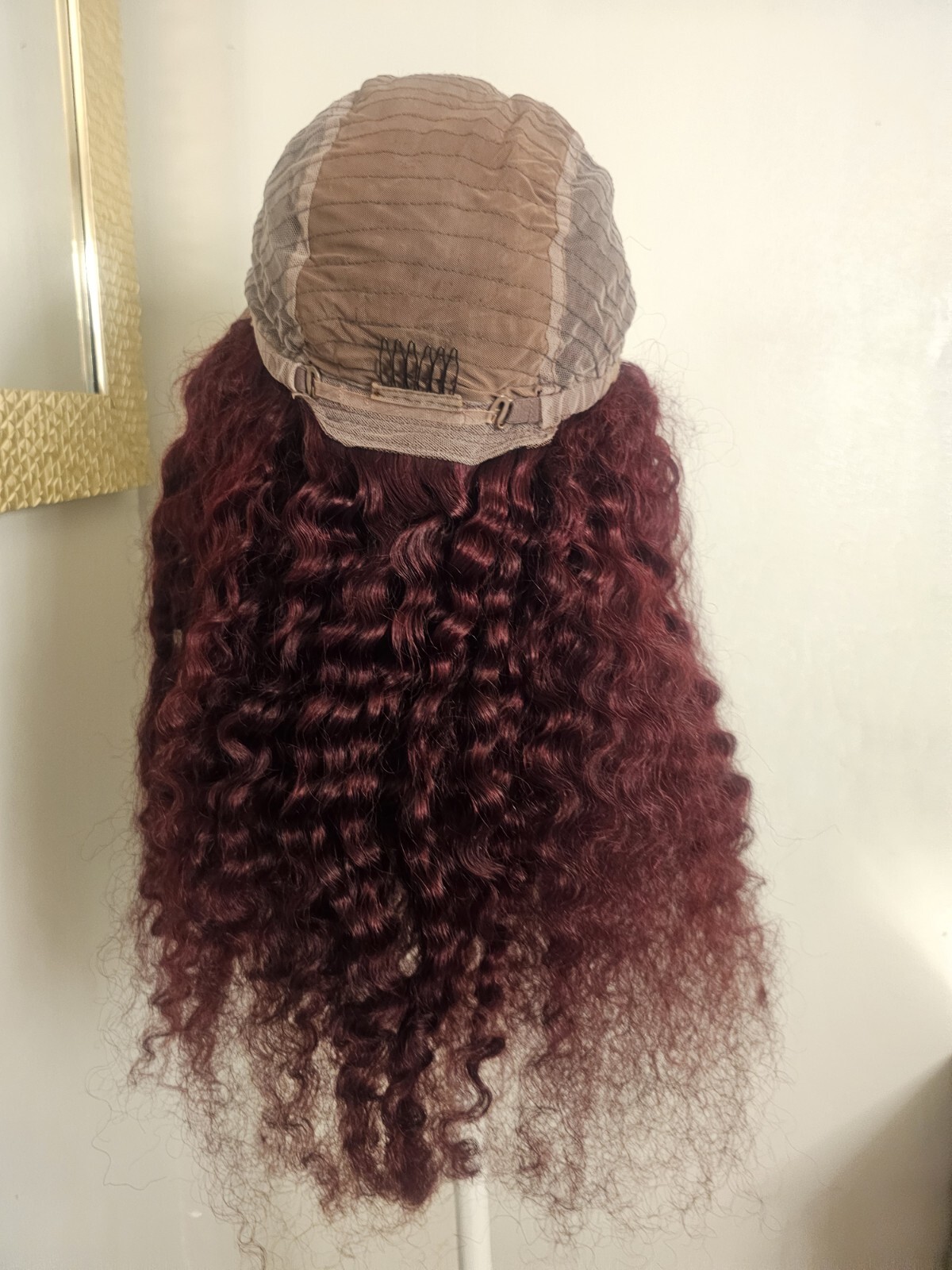 High Quality regular Top Reddish 24″ curly wavy 100% Virgin Human Hair Lace Wig