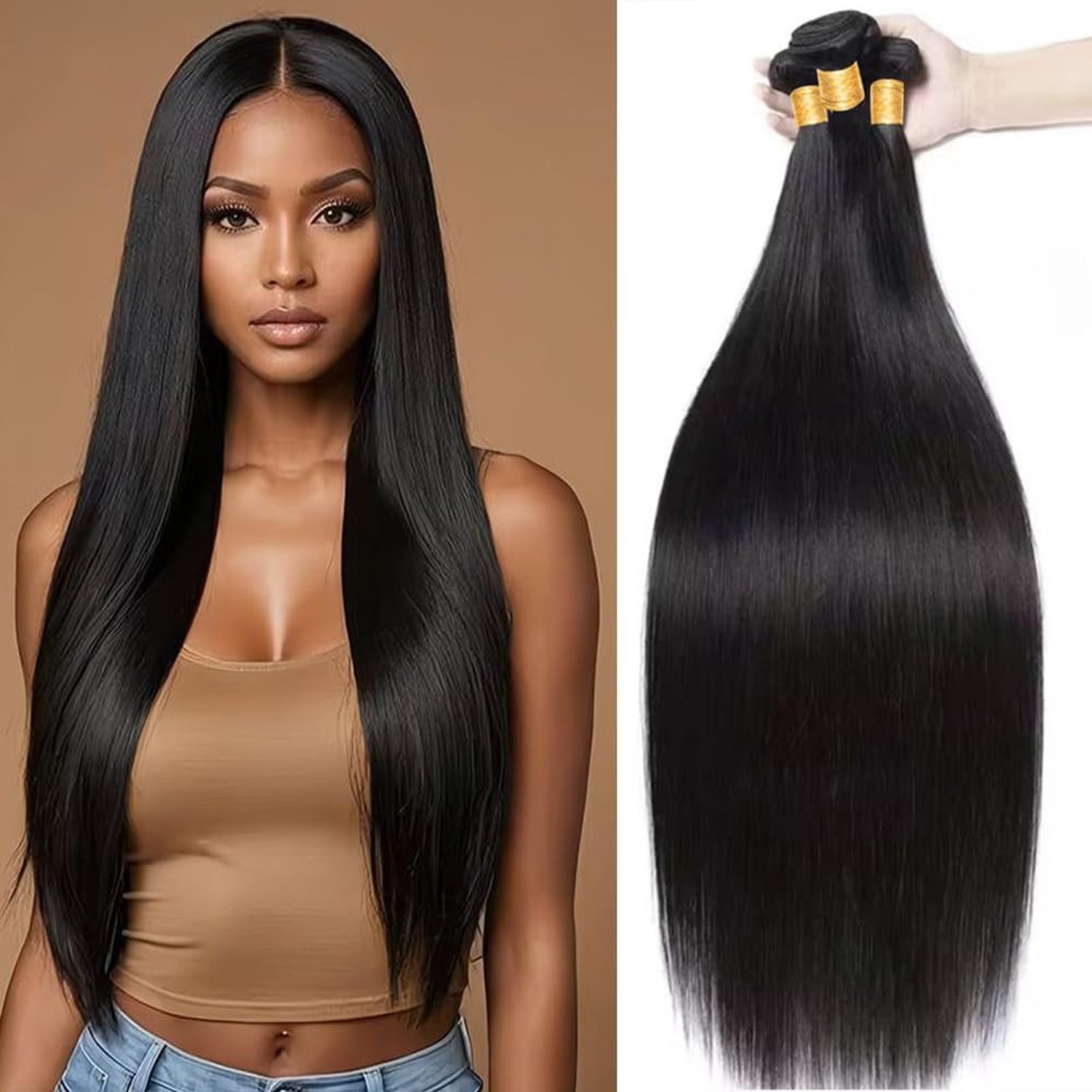 Straight Hair Bundles Brazilian Straight Hair 3 Bundles 20 22 24 In… Fast Ship