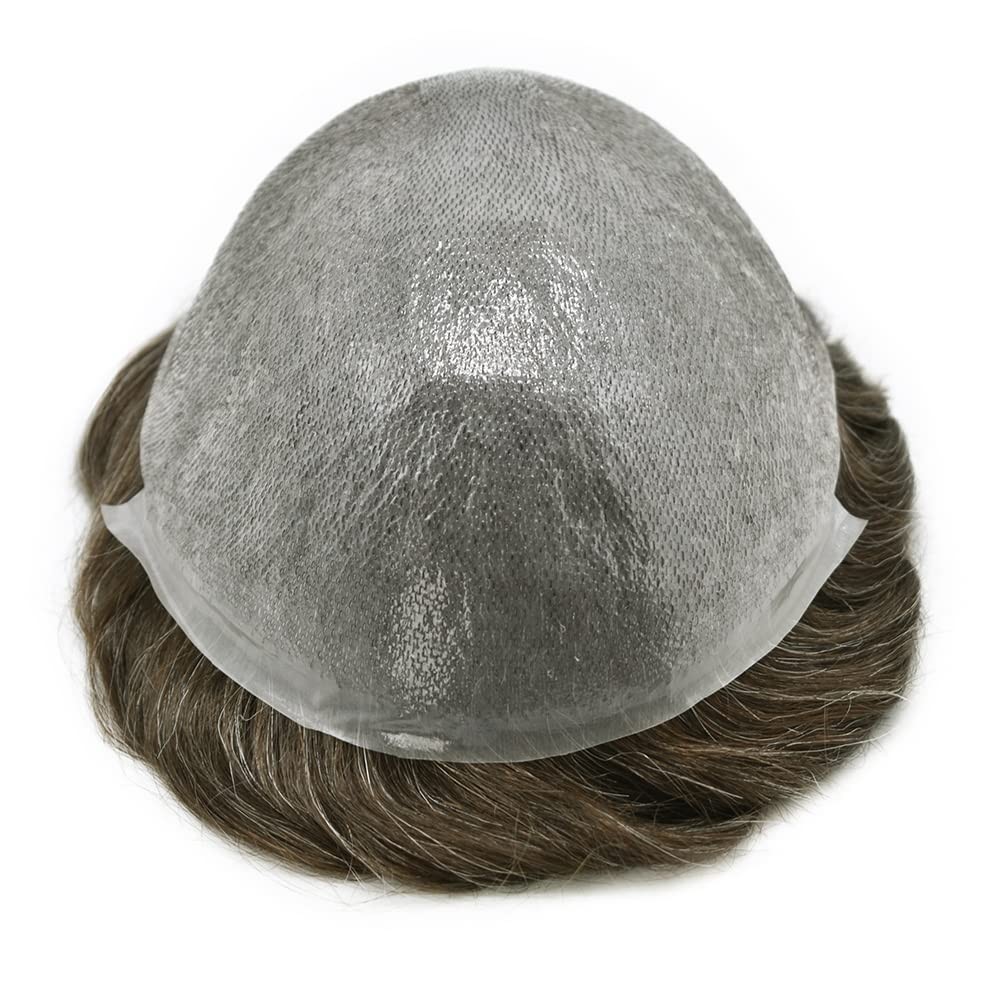 Mens Toupee Ultra Thin Skin Hair Replacement System Invisible V-Loop Hair Piece
