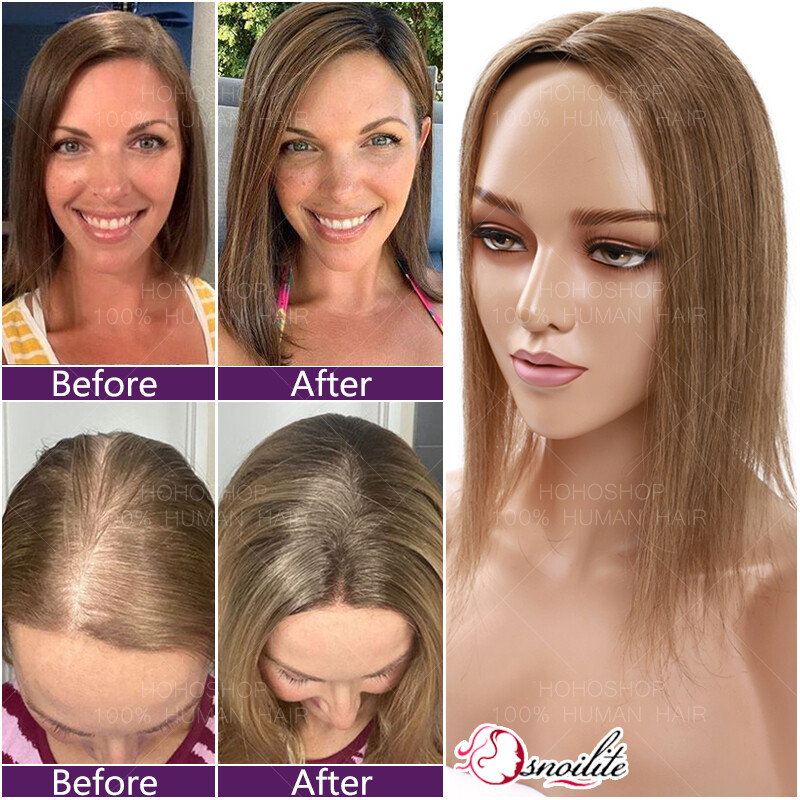 Russian Human Hair Mono Silk Women Topper REMY Hairpiece Toupee Wigs FULL 130%