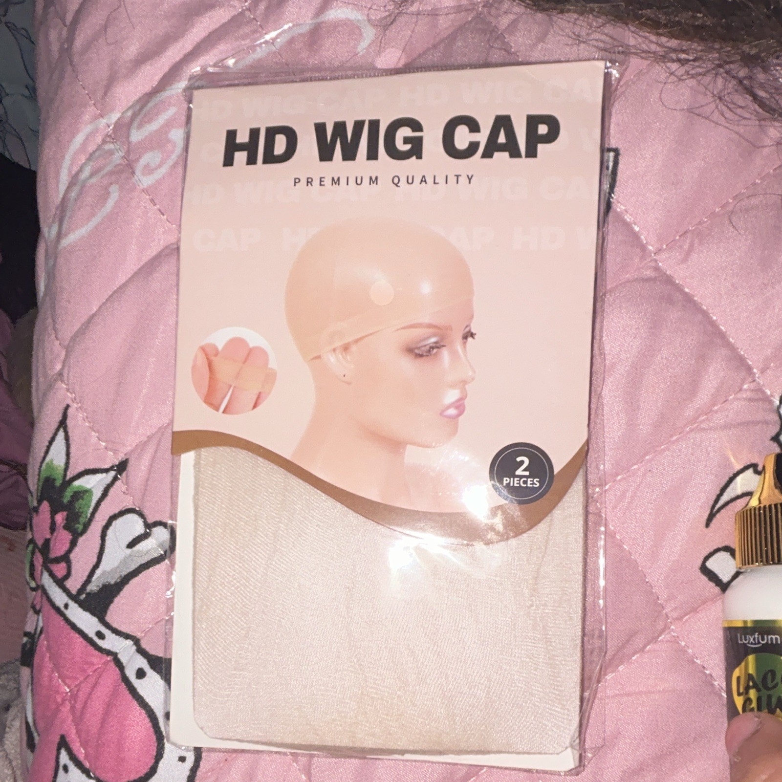 Luxfume HD Wig Cap (2pc) Light Brown One Size Waterproof with Lace Glue 1.3oz