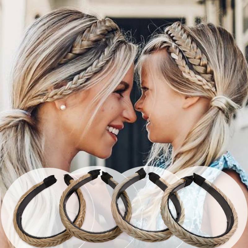 Women Hair Braided Plaited Headband Synthetic Plait Hairband Hairwear as Human