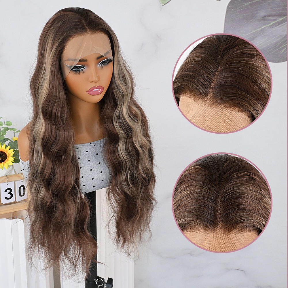 Brown Blonde Ombre Mixed Color Curly Wave Lace Front Wigs Women’s Natural Hair