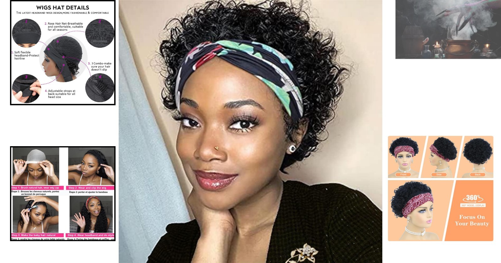 Elegant 6-Inch Deep Wave Human Hair Headband Wig – 150% Density & Natural Look