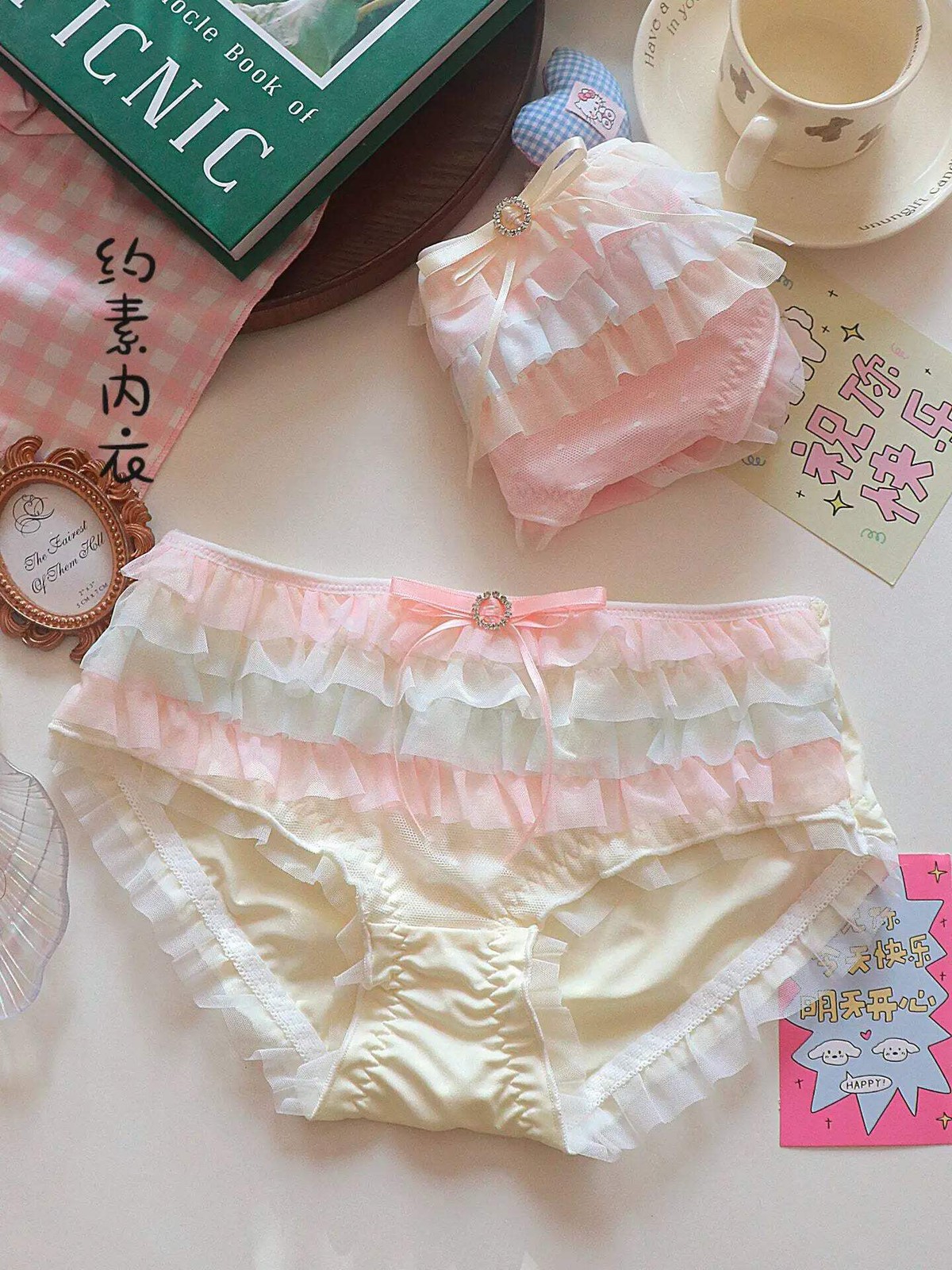 Japanese Style Lolita Princess Lingerie Set Women Pure Desire Cake Layer Lace Me