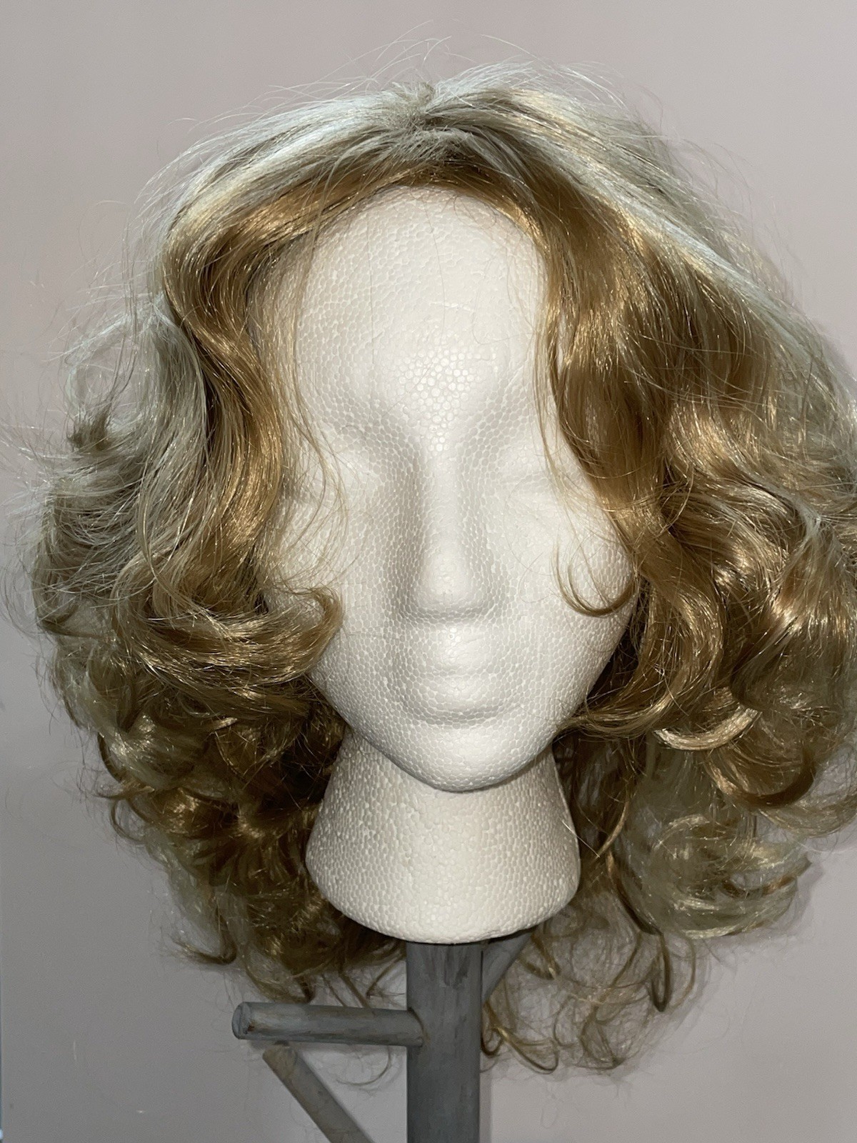 Golden Blonde Curly Wig Classic Cap Medium Length Big Voluminous Spiral Curls