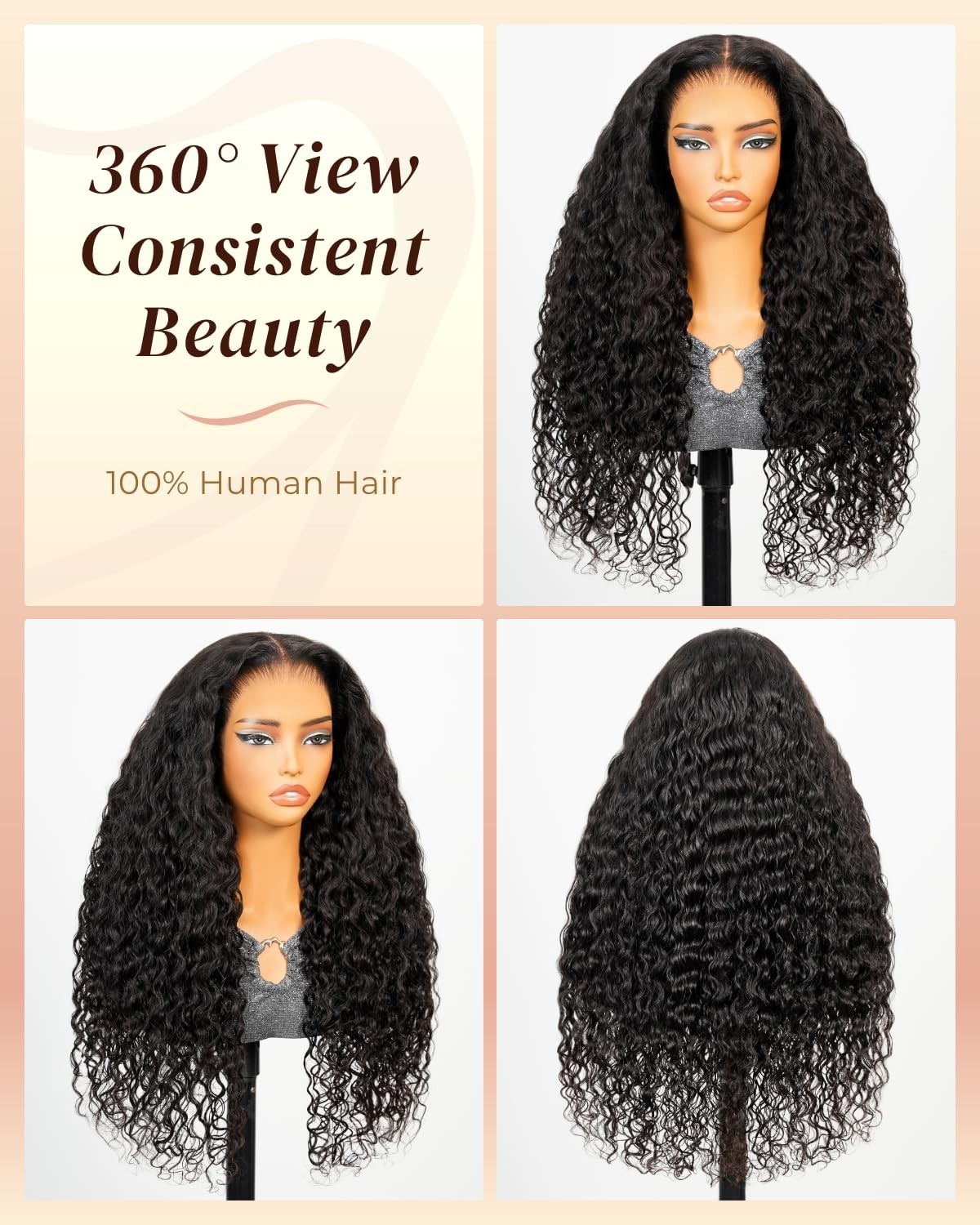 13×6 Deep Wave Lace Front Wig – 210% Density, Glueless, Pre-Plucked, 20″ Water W