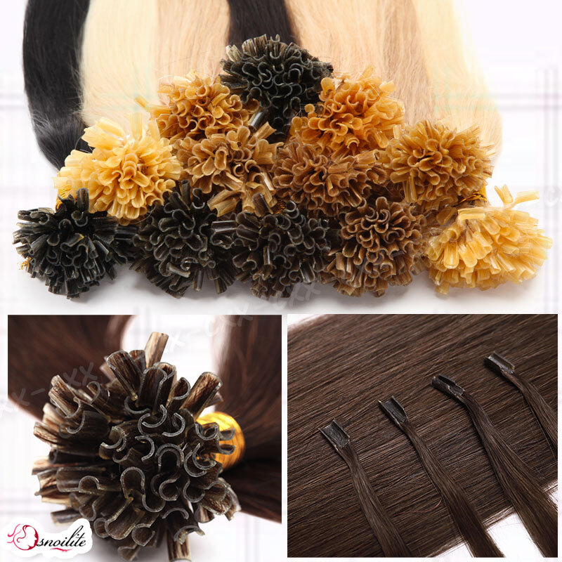 200 Pre Glue Bond U Nail Tip Straight Remy Human Hair Extensions Pre Bonded Glue