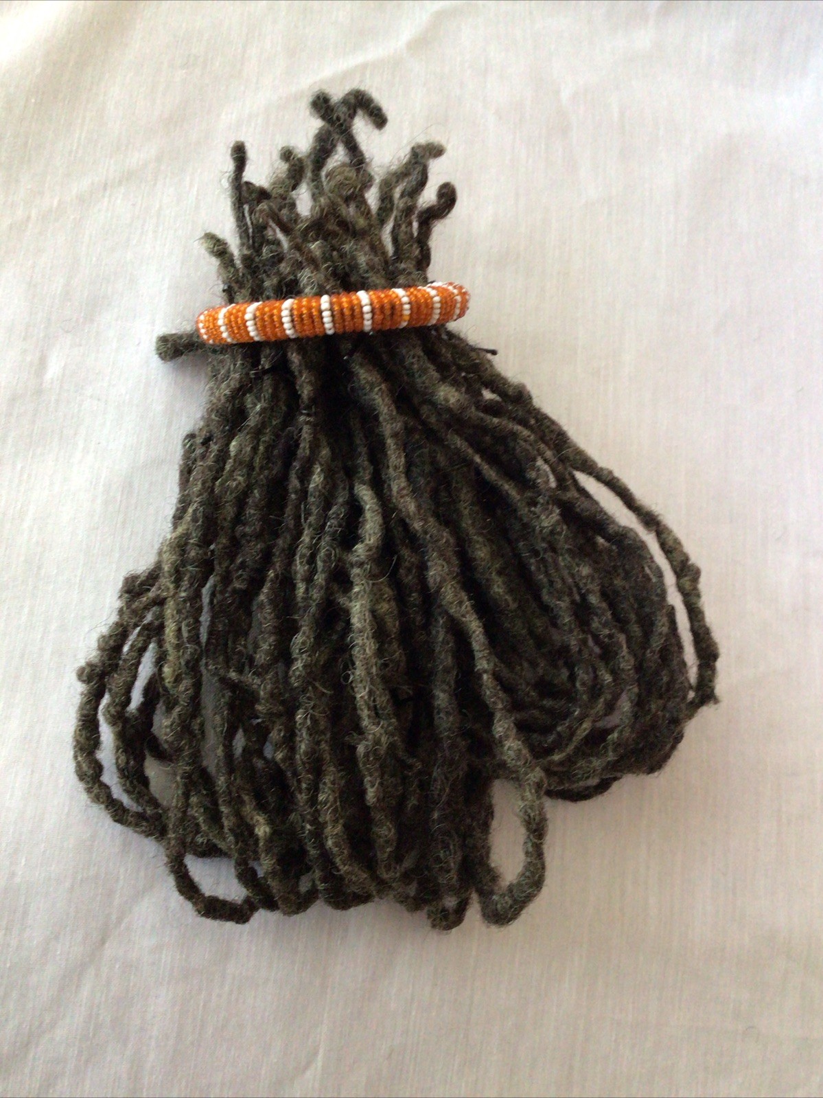 (39) 100% Human Hair Black/Grey Dread Loc Extensions 14”- 18”+Bracelet